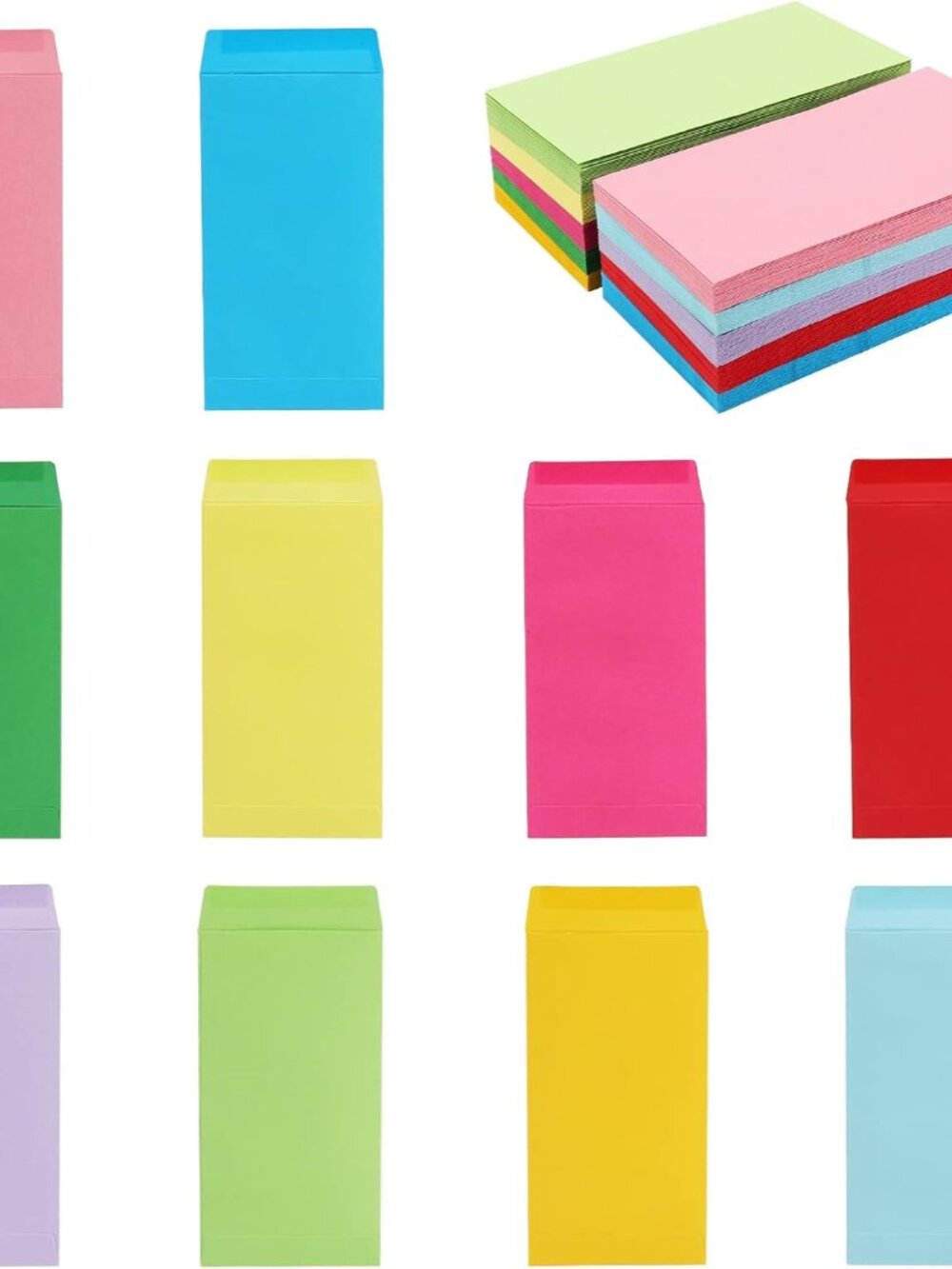 100 Pack Colorful Cash Envelopes 6.7x3.5 Fit for 100 Envelope Money Saving Chall